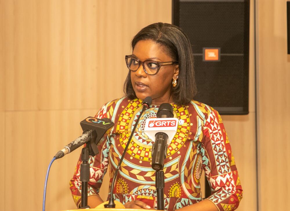 UNFPA The Gambia representative Ndeye Rose Sarr speaking at the  launch of the Preliminary Report of the 2024 Census