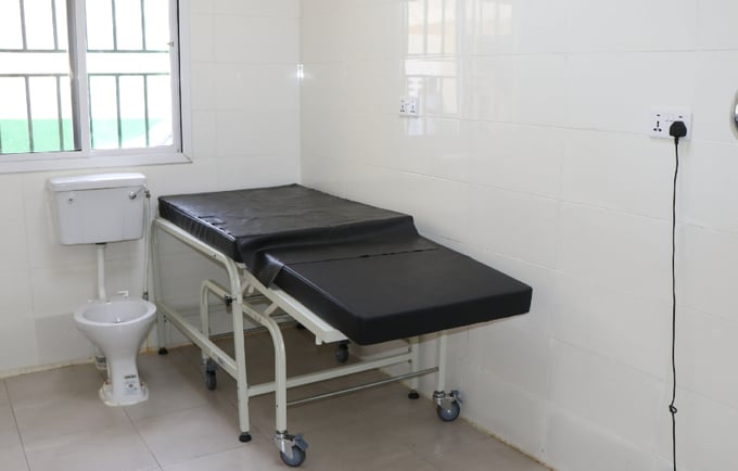 One of the delivery rooms at the newly renovated maternity unit of the Serekunda Health Centre
