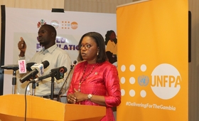 UNFPA The Gambia Country Representative Ms Ndeye Rose Sarr speaking on World Population Day 2023