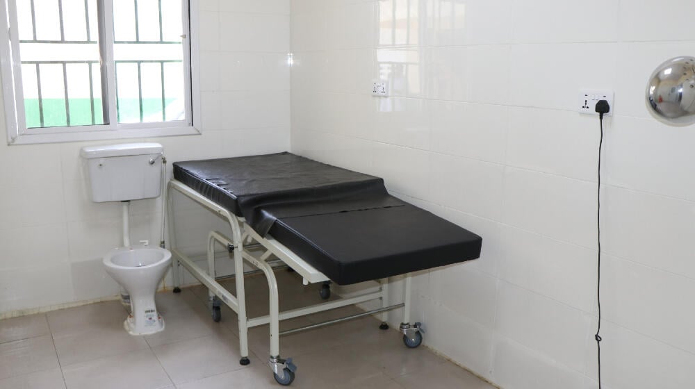 One of the delivery rooms at the newly renovated maternity unit of the Serekunda Health Centre