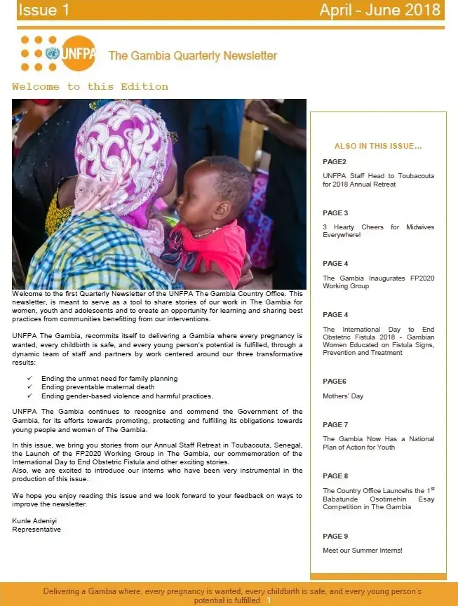 UNFPA The Gambia Quarterly Newsletter (April - June) 2018