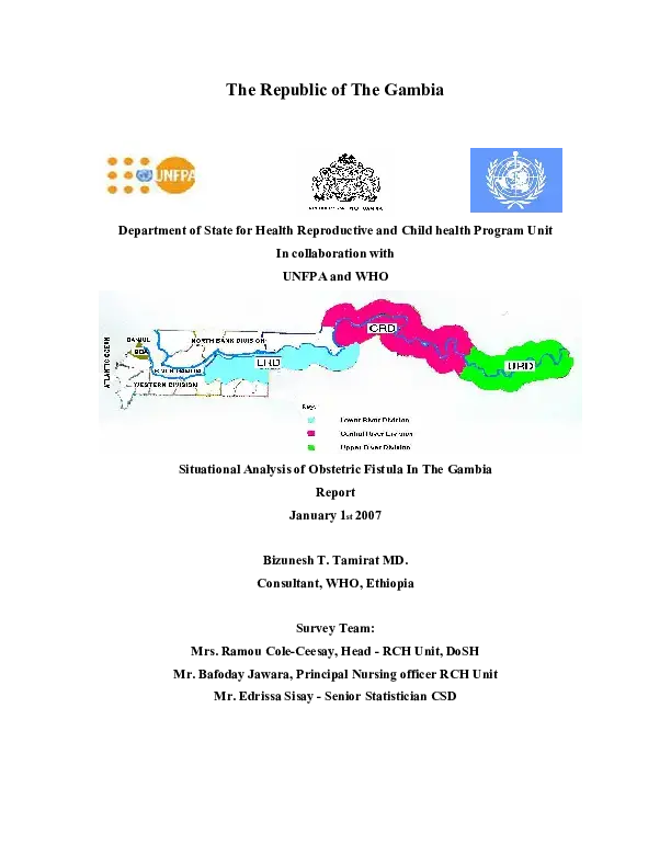 Situational Analysis of Obstetric Fistula in The Gambia Report 2007